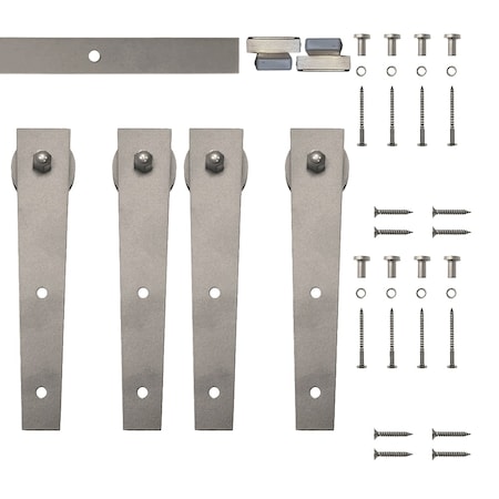 Quiet Glide Soft Close 60" Satin Nickel Wedge Mini Double Barn Door Hardware NT.1310.02.SN-60-2-SC